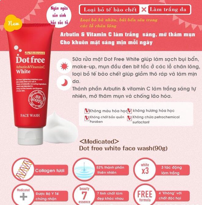 Sữa rửa mặt Dot free Medicated màu đỏ Nhật Bản tốt cho da